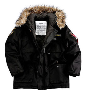 Alpha Industries Homme Montagne Manteau Parka Vestes d'hiver Veste noire 133143