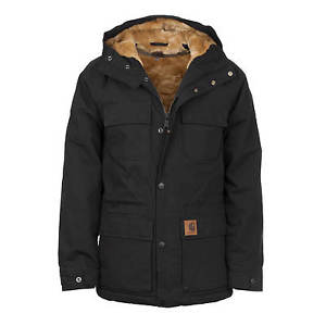 Carhartt Mentley Veste de coloris noir - Parka Hommes avec Doublure intérieure