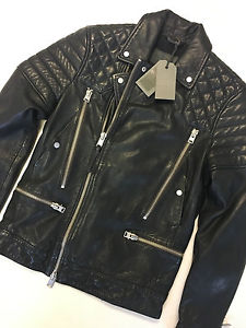 ALL SAINTS CUIR "POWEL" NOIR VESTE MOTARD - XS S M XL - NEUF AVEC ÉTIQUETTES