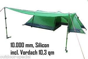 Tunnelzelt + Tarp everest1953 grün Maipo 2 1/2 Personen Zelt Silikon > 10000 mm