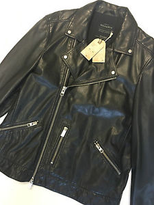ALL SAINTS NOIR POU HOMMES HEMSLEY JAMES DEAN VESTE MOTARD EN CUIR XXL