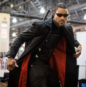 NEUF Wesley Snipes Blade Trinity Cuir Véritable Hommes Veste Longue