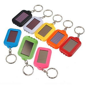 20X(10X Mini Solar Power Rechargeable 3LED Flashlight Keychain - 4 Colors)SR