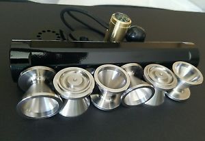 MIRROR BLK PWDR COATED 6061 tube 1.75 OD 1.375 id + 6  S.S. Storage Cups + CAP