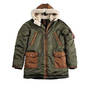 ALPHA INDUSTRIES N3-B3 PARKA VERT FONCÉ AVEC CAPUCHE VESTE D'HIVER