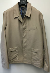 Paul Smith PS Pluie / Manteau caché Boutons Beige Taille L Aisselle pour 23.5
