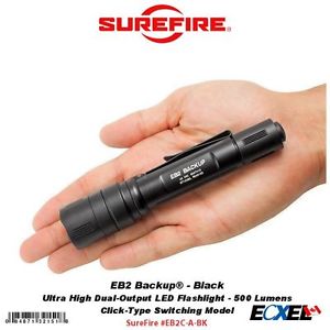 SureFire Backup, Black, Ultra-High Dual-Output LED Flashlight #EB2C-A-BK