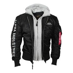ALPHA Industries MA1 D-Tec SE Homme Veste bomber D'aviateur noir gris