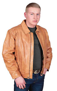 Gentlemens BLOUSON Veste Cuir BRONZAGE Classique Coupe Confort Bomber
