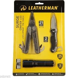 Leatherman Surge Multi Tool , C33 Knife & LED Lenser TAC Flashlight Combo Set