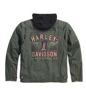 Harley-Davidson Canvasjacke/à capuche LONGWAY olive 98563-15VM/000L Gr. L