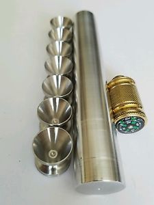 Silver 6061 tube 1.25" OD 1" ID 7.5" +  6 7075 Aluminum Dry storage cups + Cap