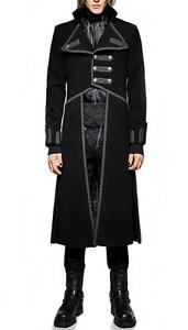 Homme Manteau Trench Punk Rave Veste Gothique Militaire Redingote Y-713