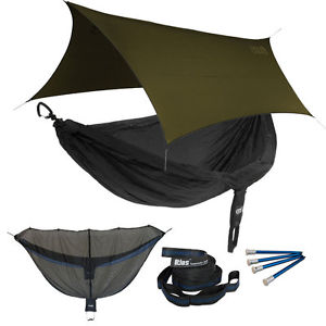 Eagles Nest ENO DoubleNest OneLink Combo - Black Hammock+Olive Profly