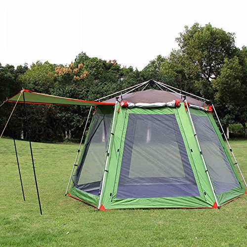 FUNS Instant 6 Person Large Hexagonal Dome Tent Double Layer 2-Door Opening Tent