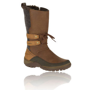 Merrell Sylva Tall Womens Brown Waterproof Walking Hiking Warm Boots Shoes