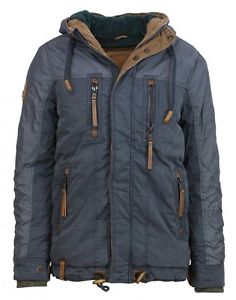 Naketano Hommes Veste D'hiver Dule Savic Bleu Foncé