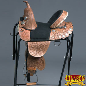 TW914-F HILASON TAN TREELESS WESTERN TRAIL PLEASURE BARREL RACING SADDLE 14"