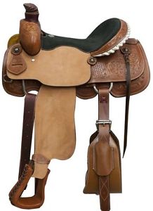 16" Circle S roper saddle with floral and basketweave tooling
