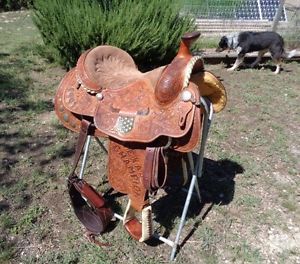 UNRIDDEN $7000 Jim Taylor custom Reining Roping TRC Texas Champion Saddle 15.5 "