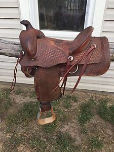 G H Schoellkopf Famous Jumbo Western Cowboy Slick Seat 14.5" Ranch Saddle