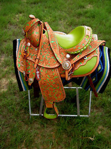 Horse Western Barrel Show Pleasure LEATHER SADDLE Bridle 5056