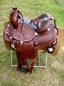 Horse Western Barrel Show Pleasure LEATHER SADDLE Bridle 5018
