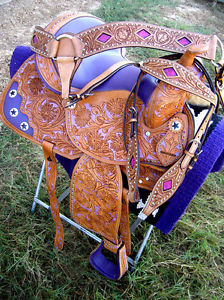 Horse Western Barrel Show Pleasure LEATHER SADDLE Bridle 5088T
