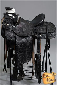 WD092BK-A HILASON BIG KING WESTERN LEATHER WADE RANCH ROPING TRAIL SADDLE 17"