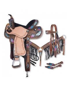 Tough-1 Saddle Painted Feather Accents 5 Piece Set 14" Brown 9SR79245P