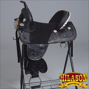 TW101BK 16" HILASON TREELESS WESTERN TRAIL BARREL RACING LEATHER HORSE SADDLE