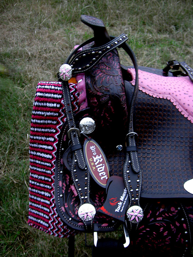 Horse Western Barrel Show Pleasure LEATHER SADDLE Bridle 50178