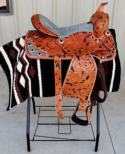 Horse Western Barrel Show Pleasure LEATHER SADDLE Bridle 5055