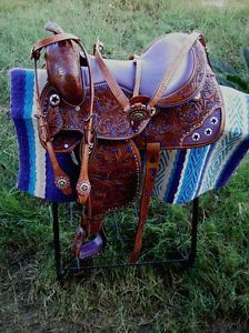 Horse Western Barrel Show Pleasure LEATHER SADDLE Bridle 5088