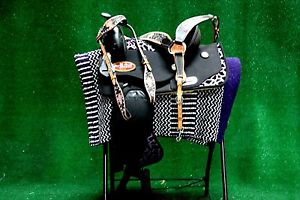 14" Western Cordura Trail Barrel Pleasure Horse SADDLE Bridle Purple 49S05