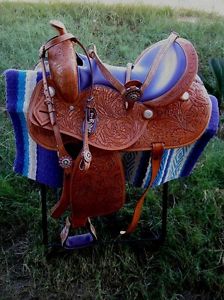 Horse Western Barrel Show Pleasure LEATHER SADDLE Bridle 5084