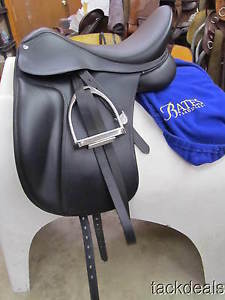 New Bates Dressage Saddle Leather Model 17" w/Fittings & Cover, Never Used