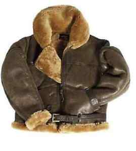British Armée RAF DE L'AIR Veste bomber Peau mouton En Cuir