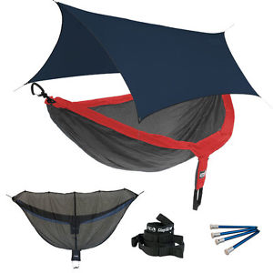 Eagles Nest ENO DoubleNest OneLink Combo - Red/Charcoal Hammock+Navy Profly