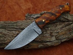 Jagd Messer, Stabilisiertes Holz, Wasserfest Hand geschmiedetes Damast.