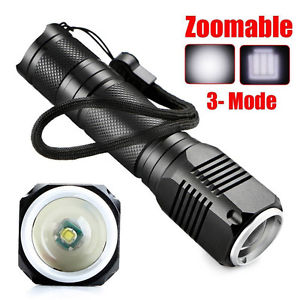 Aluminum 3 Modes Zoomable LED Waterproof Flashlight Torch Light Lamp Outdoor