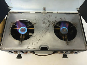 Rare Enders 9065D petrol gas stove, Dual Burner, Benzin - Gas, Zweiflamm Kocher