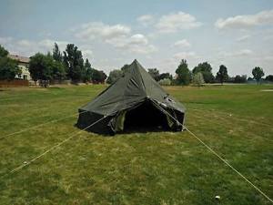 Military Issue Arctic 5 Man Hex Tent w/Poles, Stakes & Liner