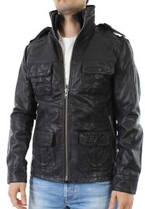 Superdry Veste en cuir Men NEW BRAD HÉROS Noir