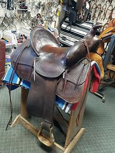 vintage western high back saddle 16" rare