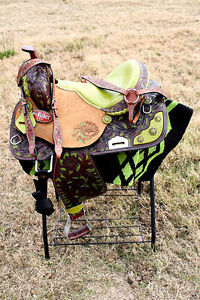 Horse Western Barrel Show Pleasure LEATHER SADDLE Bridle 50173