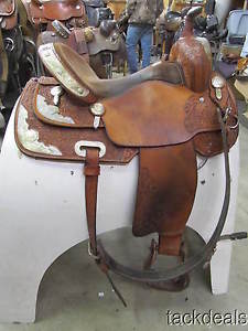 Billy Cook OK Fancy Silver Show Barrel Saddle 15" Used