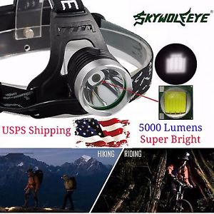 5000 LM Headlight CREE XM-L T6 LED Torch 18650 Battery & Dual Smart Charger Lot