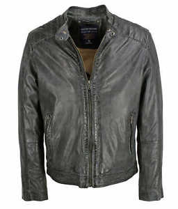 David Moore Homme Veste Cuir Agneau Véritable gris anthracite NEUF 9056