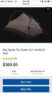 **BRAND NEW, NEVER OPENED** Big Agnes Fly Creek MtnGlo Camping Tent MUST S@@!